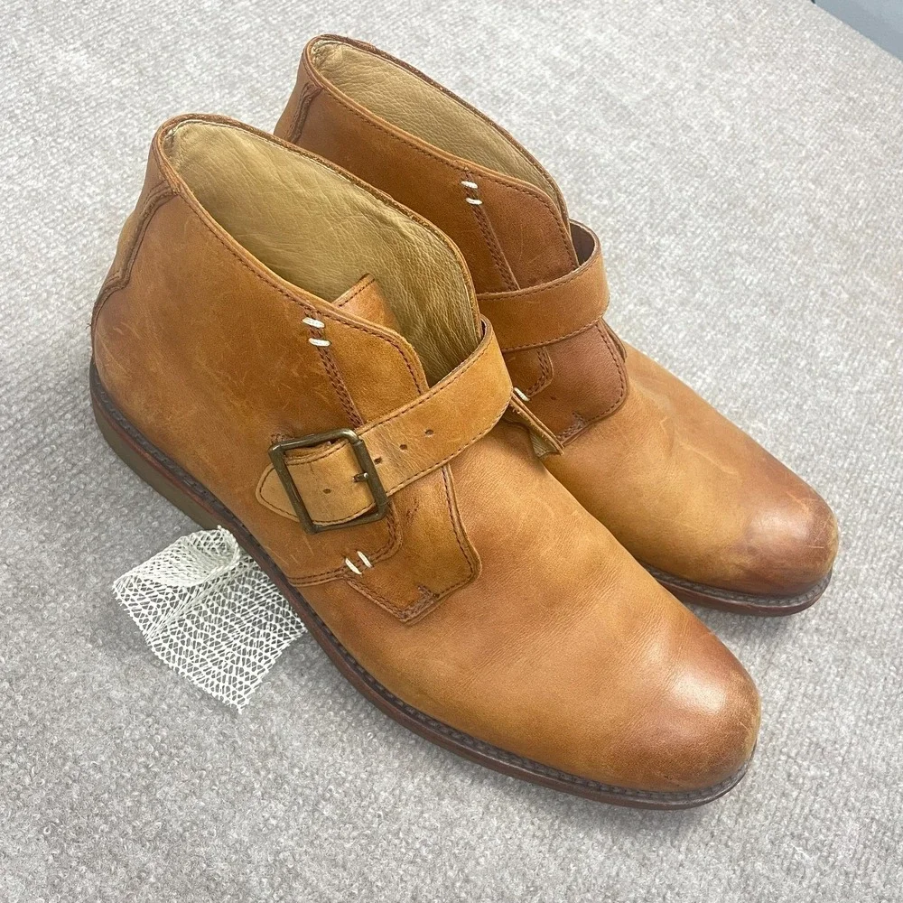 UGG Australia Graham Mens 15 Boots Brown Leather Monk Strap Casual Ankle Boots